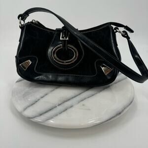 Y2K Black Faux Leather shoulder bag